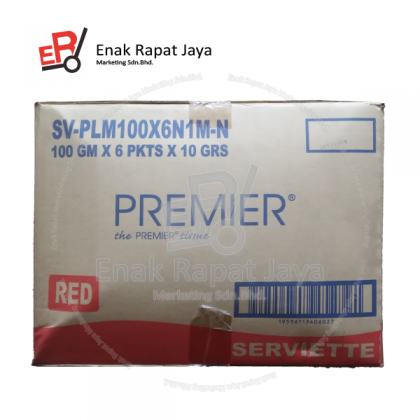 PREMIER SERVIETTE TISSUE (RED) [10GRx6pkx100g]