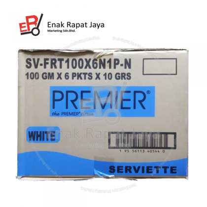 PREMIER SERVIETTE TISSUE (WHITE) [10GRx6pkx100g]